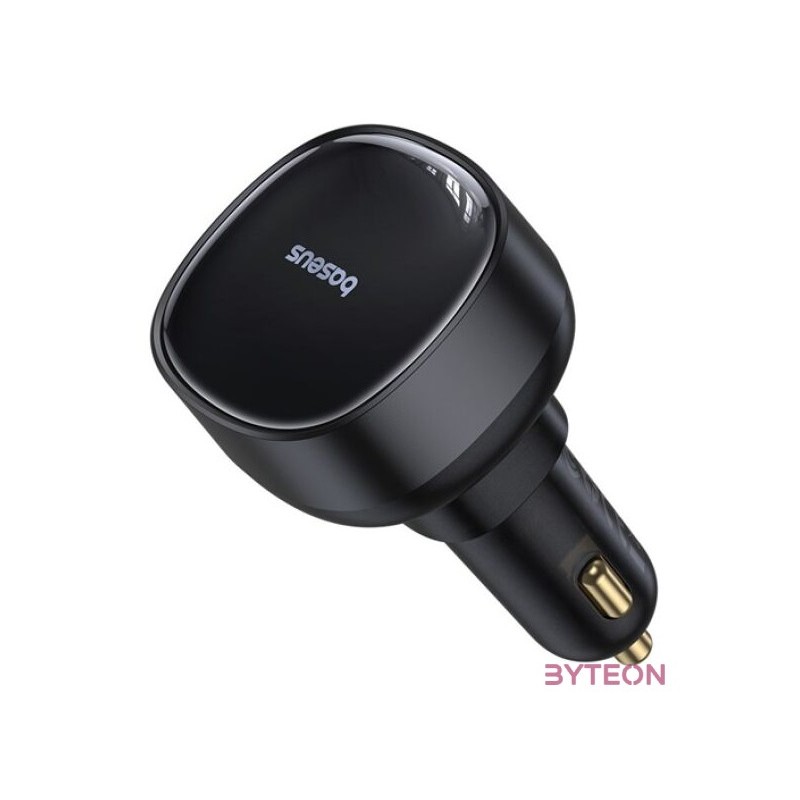 CHG Baseus Enjoyment Pro autós gyorstöltő 60W, USB Type-A  USB Type-C automata behúzós kábel, fekete