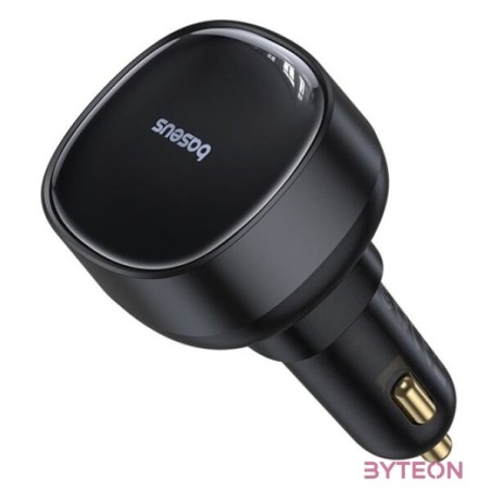 CHG Baseus Enjoyment Pro autós gyorstöltő 60W, USB Type-A  USB Type-C automata behúzós kábel, fekete