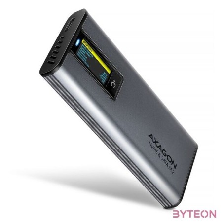 HDD ház Axagon EEM2-SD2 USB-C 10Gbps  M.2 NVMe & SATA SSD DISPLAY box