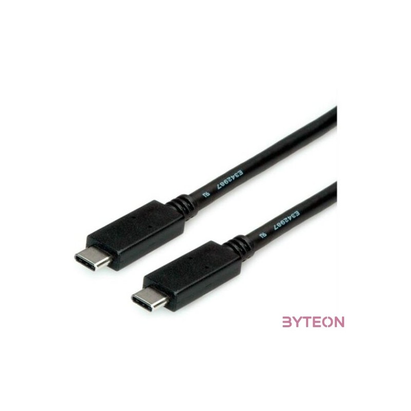 ROLINE Kábel USB 3.2 Gen 2 USB-C - USB-C, M,M, 10Gbit,s, PD (Power Delivery) 20V5A - 100W, Emark-al, 2m, fekete