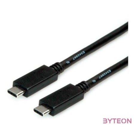 ROLINE Kábel USB 3.2 Gen 2 USB-C - USB-C, M,M, 10Gbit,s, PD (Power Delivery) 20V5A - 100W, Emark-al, 2m, fekete