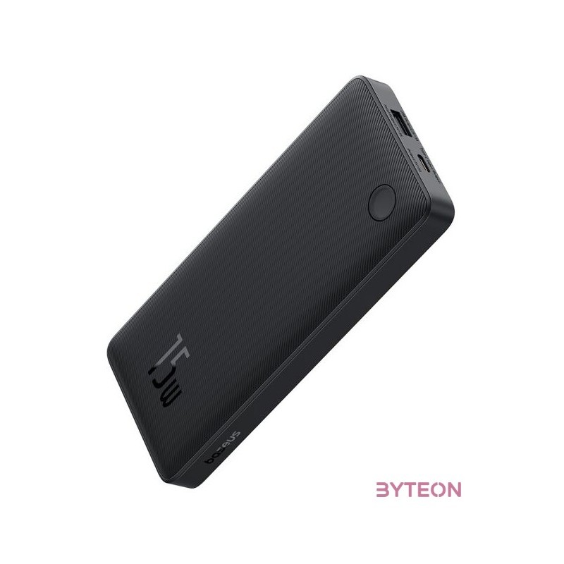 Baseus Airpow Lite powerbank 10000 mAh, 15W, fekete  USB Type-C, 30cm kábel