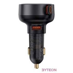 CHG Baseus Enjoyment Pro autós gyorstöltő 60W, USB Type-A  USB Type-C automata behúzós kábel, fekete