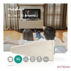 NEDIS ANOR5G10WT prémium antenna, 3G , 4G , 5G, beltéri , kültéri, 698 MHz -5000 MHz, 4m, 50 Ohm, fehér