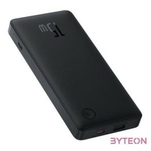 Baseus Airpow Lite powerbank 10000 mAh, 15W, fekete  USB Type-C, 30cm kábel