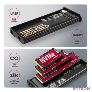 HDD ház Axagon EEM2-SD2 USB-C 10Gbps  M.2 NVMe & SATA SSD DISPLAY box