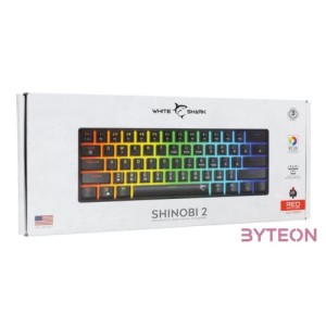 BILL White Shark GK-004111B,R-US SHINOBI-2 vezetékes mechanikus gamer billentyűzet - fekete - US