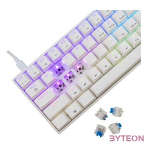 BILL White Shark GK-004221W,BL-US SHINOBI-2 vezetékes mechanikus gamer billentyűzet - fehér - US