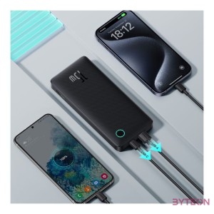 Baseus Airpow Lite powerbank 10000 mAh, 15W, fekete  USB Type-C, 30cm kábel