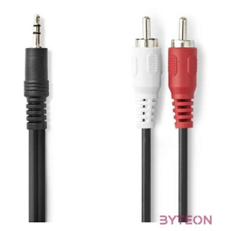 Nedis CAGL22200BK50 sztereo audió kábel, 3,5 Jack dugó - 2 X RCA dugó, hossz 5m