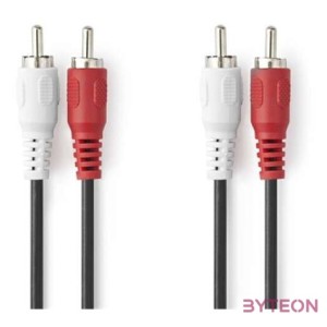 Nedis CAGL24200BK15 sztereo audio kábel, 2 X RCA dugó - 2 X RCA dugó, hossz 1.5m