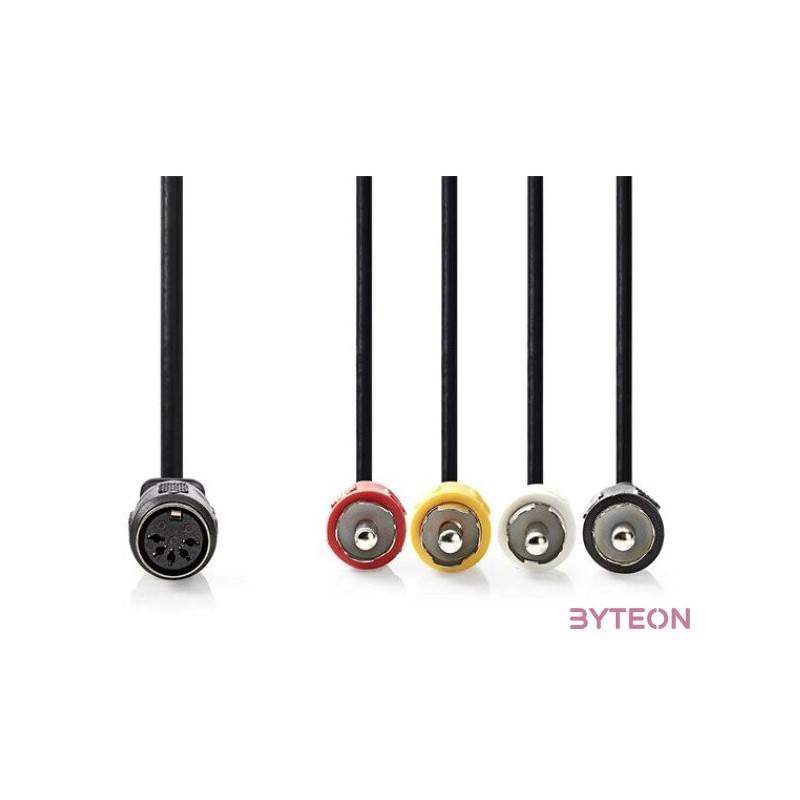 Nedis CAGL20475BK02 audio kábel 5p DIN aljzat - 4 x RCA dugó, hossz 0.20m