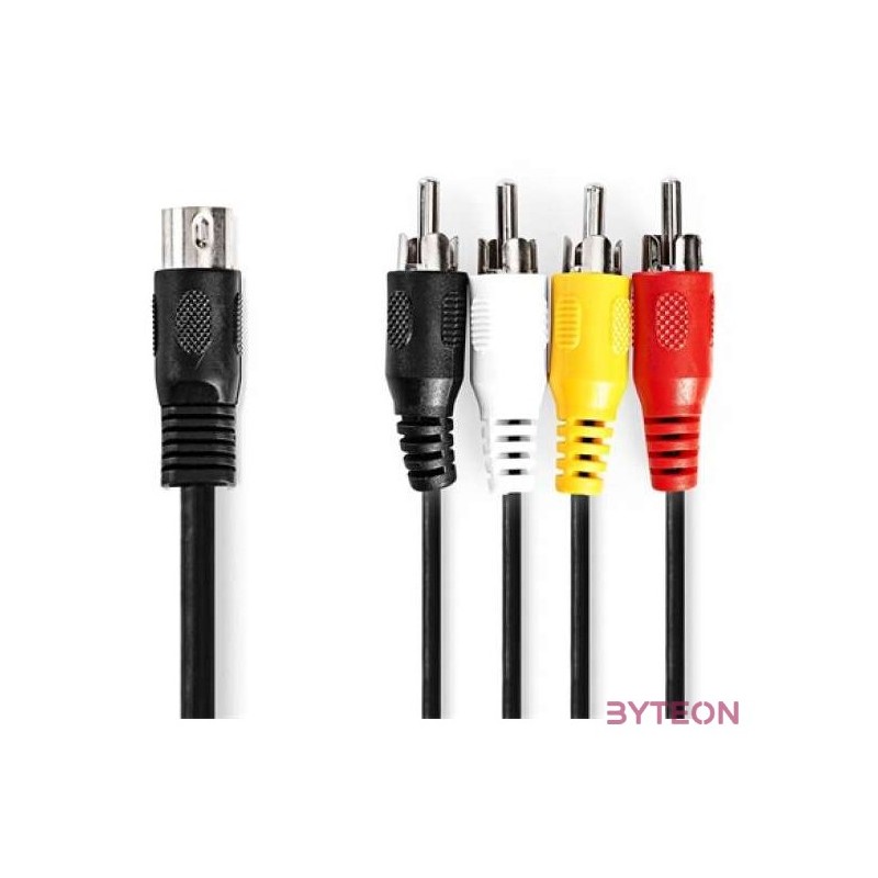 Nedis CAGL20400BK10 DIN audio kábel, DIN 5 tűs dugó - 4x RCA dugó, 0,20m