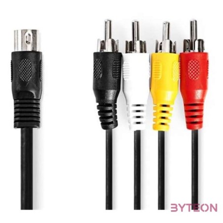 Nedis CAGL20400BK10 DIN audio kábel, DIN 5 tűs dugó - 4x RCA dugó, 0,20m