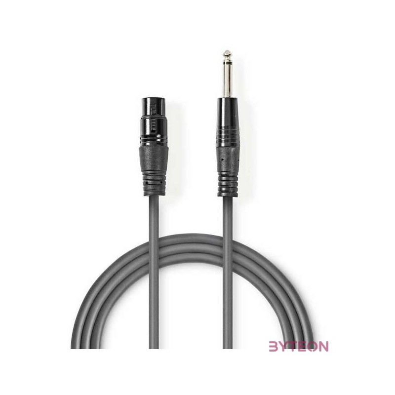 Nedis COTH15120GY30 félprofi audio kábel, 6,35mm mono jack dugó - 3p XLR aljzat, hossz 3m, rugalmas