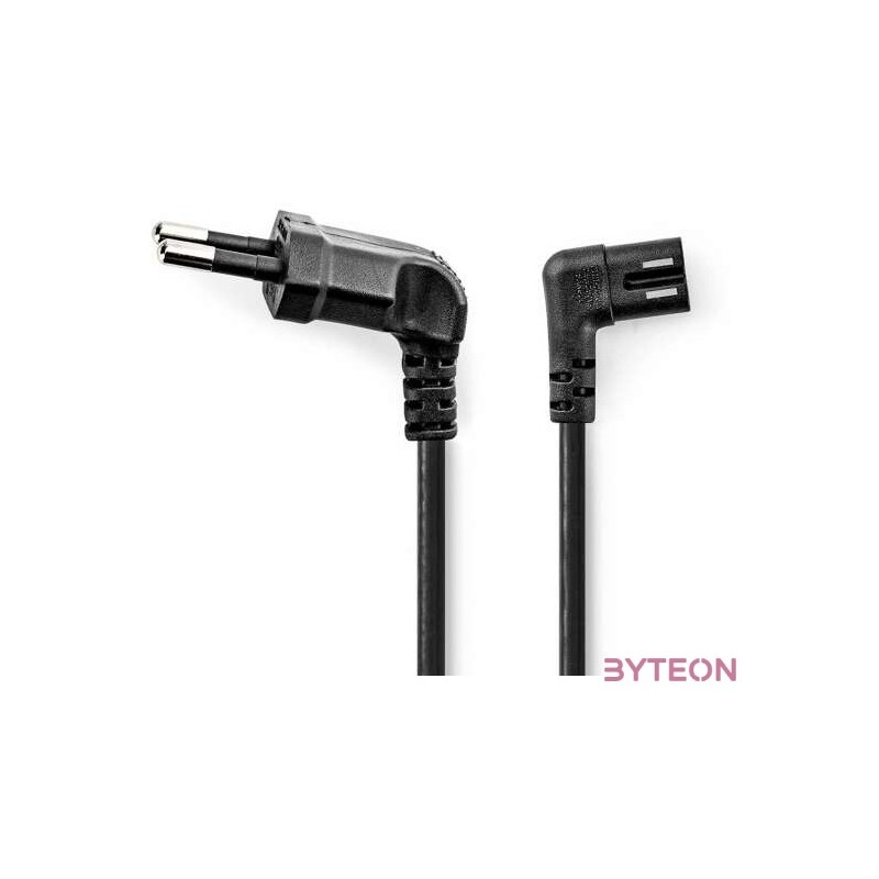 Nedis CEGL11055BK20 tápkábel, Euro dugó,  IEC-320-C7,  pipa, szögben balra, 2m, fekete