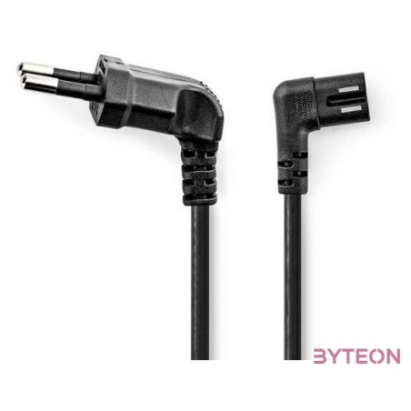 Nedis CEGL11055BK20 tápkábel, Euro dugó,  IEC-320-C7,  pipa, szögben balra, 2m, fekete