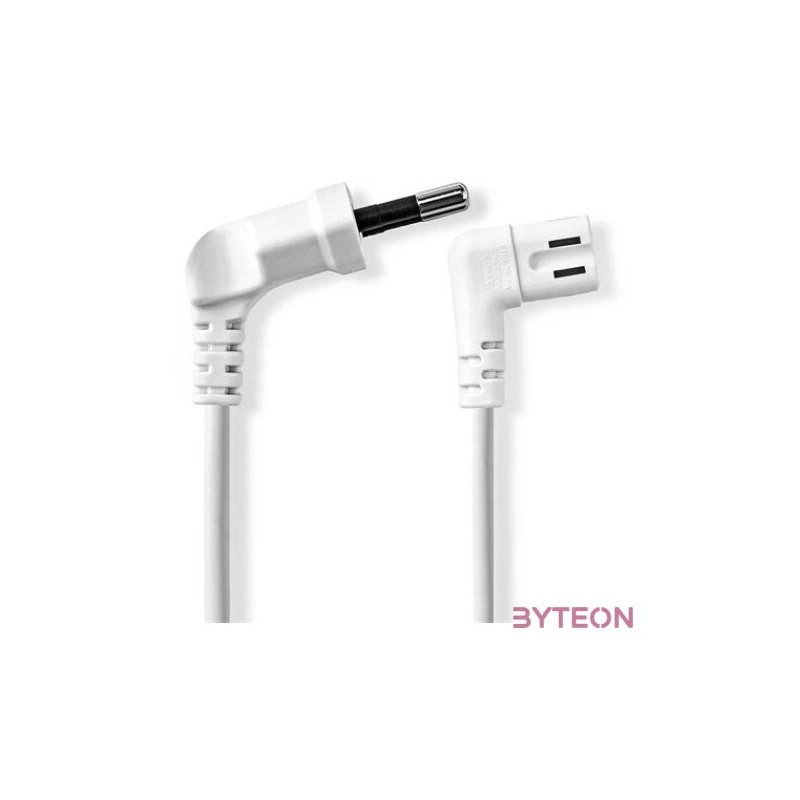 Nedis CEGL11055WT20 tápkábel, Euro dugó,  IEC-320-C7,  pipa, szögben balra, 2m, fehér