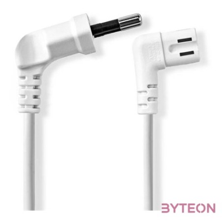 Nedis CEGL11055WT20 tápkábel, Euro dugó,  IEC-320-C7,  pipa, szögben balra, 2m, fehér