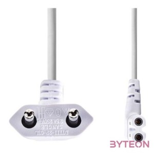 Nedis CEGL11055WT30 tápkábel, Euro dugó,  IEC-320-C7,  pipa, szögben balra, 3m, fehér