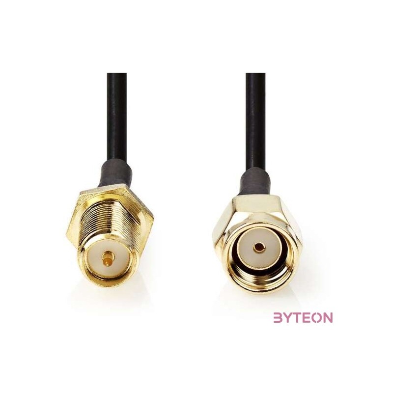 Nedis CSGL02210BK20 SMA kábel, RP SMA férfi, RP SMA női, Aranyozott, 50 Ohm, Egyetlen árnyékolt, 2,00 m, kerek