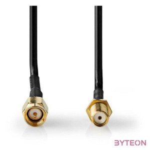 Nedis CSGL02010BK50 SMA kábel, SMA férfi,  SMA nő, Aranyozott, 50 Ohm,  árnyékolt, 3,00 m  kerek,  PVC, Fekete