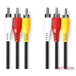 Nedis CVGL24300BK20 kompozit video kábel 3x RCA dugó - 3 RCA dugó, 2m