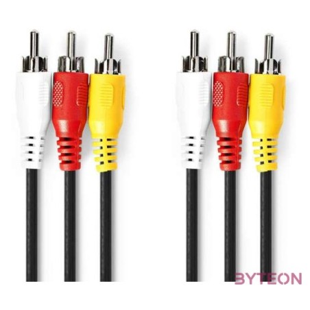 Nedis CVGL24300BK20 kompozit video kábel 3x RCA dugó - 3 RCA dugó, 2m