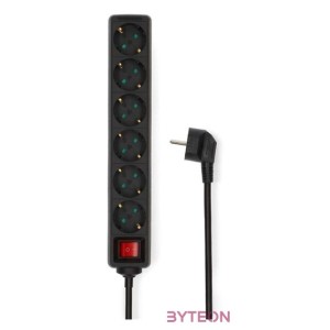 Nedis ESOC650F2BK 6 aljzatos kapcsolós (6-os) elosztó, 5 m, 3680 W, 16 A