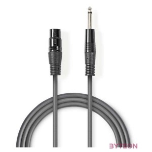 Nedis COTH15120GY50 félprofi audio kábel, 6,35mm mono jack dugó - 3p XLR aljzat, hossz 5m, rugalmas