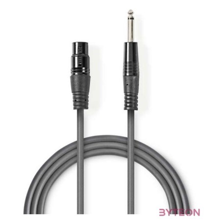 Nedis COTH15120GY50 félprofi audio kábel, 6,35mm mono jack dugó - 3p XLR aljzat, hossz 5m, rugalmas