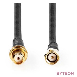 Nedis CSGL02400BK100 SMA kábel apa, anya, aranyozott, 50 Ohm, kettős árnyékolású, 10 m