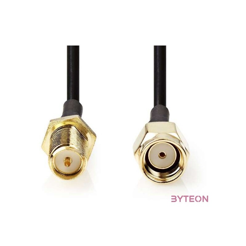 Nedis CSGL02210BK30 SMA kábel, RP SMA férfi, RP SMA női, Aranyozott, 50 Ohm, Egyetlen árnyékolt, 3,00 m, kerek