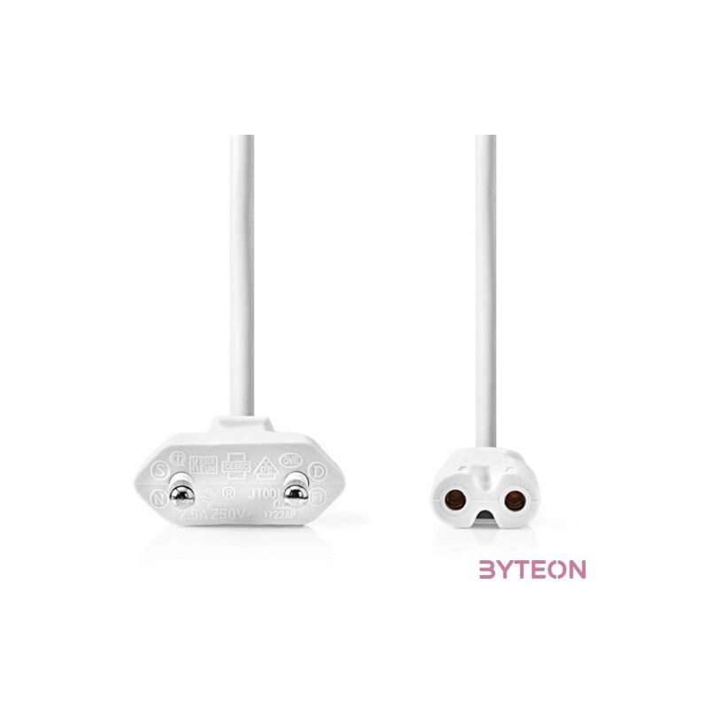 Nedis CEGL11040WT30 táp kábel IEC-320-C7, 2 x 0.75 mm, hossz 3m, fehér