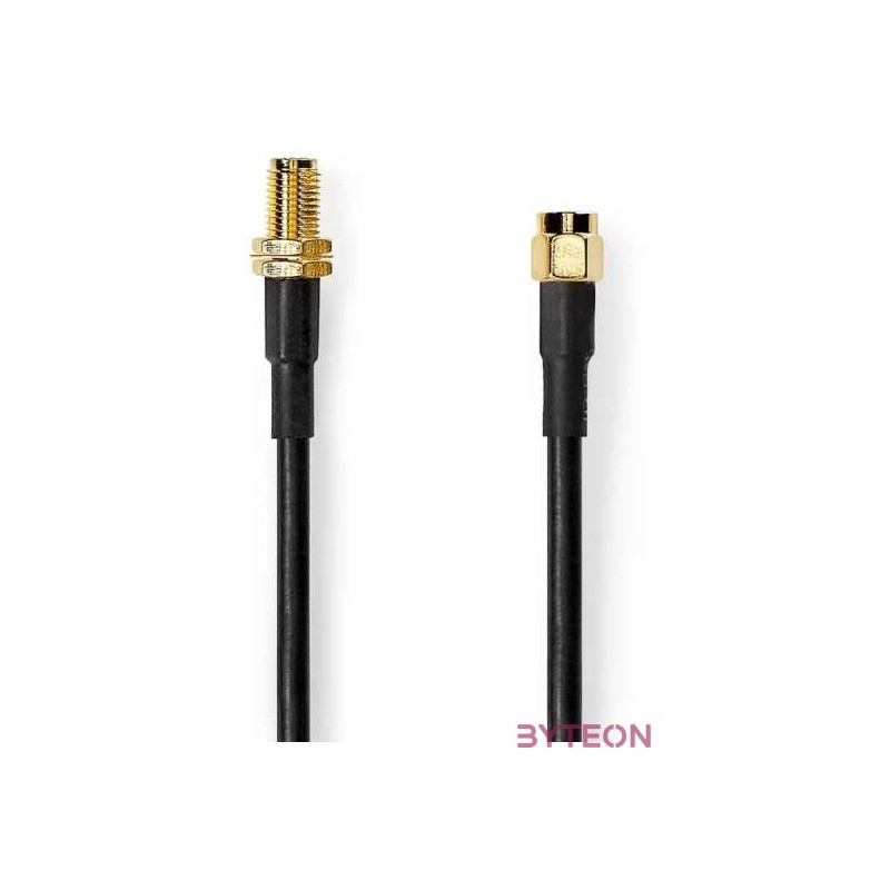 Nedis CSGL02400BK50 SMA kábel apa  anya, aranyozott, 50 Ohm, kettős árnyékolású, 5 m