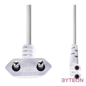 Nedis CEGL11055WT30 tápkábel, Euro dugó,  IEC-320-C7,  pipa, szögben balra, 3m, fehér