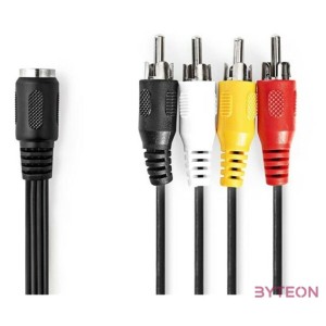 Nedis CAGL20475BK02 audio kábel 5p DIN aljzat - 4 x RCA dugó, hossz 0.20m