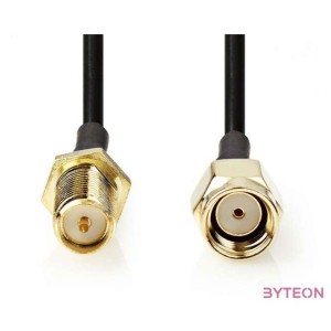 Nedis CSGL02210BK20 SMA kábel, RP SMA férfi, RP SMA női, Aranyozott, 50 Ohm, Egyetlen árnyékolt, 2,00 m, kerek