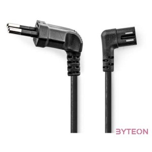 Nedis CEGL11055BK20 tápkábel, Euro dugó,  IEC-320-C7,  pipa, szögben balra, 2m, fekete