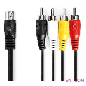 Nedis CAGL20400BK10 DIN audio kábel, DIN 5 tűs dugó - 4x RCA dugó, 0,20m