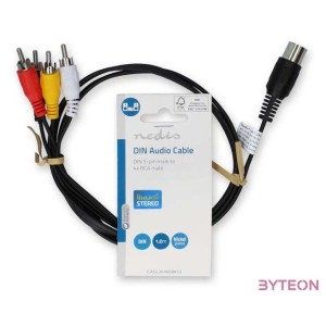 Nedis CAGL20400BK10 DIN audio kábel, DIN 5 tűs dugó - 4x RCA dugó, 0,20m