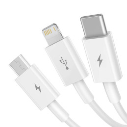 Quick Charge USB to M+L+C  Baseus Superior Data 3.5A 1m (White)