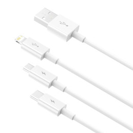 Quick Charge USB to M+L+C  Baseus Superior Data 3.5A 1m (White)