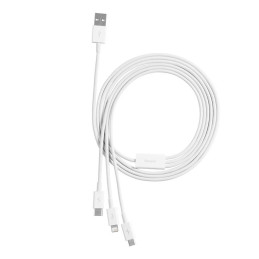 Quick Charge USB to M+L+C  Baseus Superior Data 3.5A 1m (White)