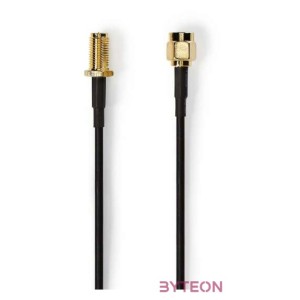 Nedis CSGL02210BK20 SMA kábel, RP SMA férfi, RP SMA női, Aranyozott, 50 Ohm, Egyetlen árnyékolt, 2,00 m, kerek