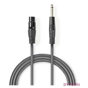 Nedis COTH15120GY30 félprofi audio kábel, 6,35mm mono jack dugó - 3p XLR aljzat, hossz 3m, rugalmas