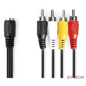 Nedis CAGL20475BK02 audio kábel 5p DIN aljzat - 4 x RCA dugó, hossz 0.20m