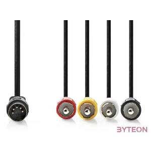 Nedis CAGL20400BK10 DIN audio kábel, DIN 5 tűs dugó - 4x RCA dugó, 0,20m