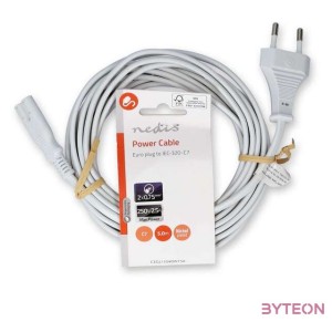 Nedis CEGL11040WT50 táp kábel IEC-320-C7, 2 x 0.75 mm, hossz 5m, fehér