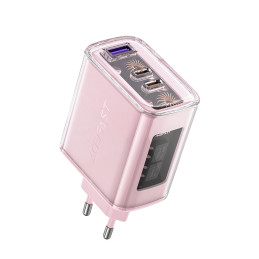 Wall charger Acefast A45, 2x USB-C, 1xUSB-A, 65W PD (pink)